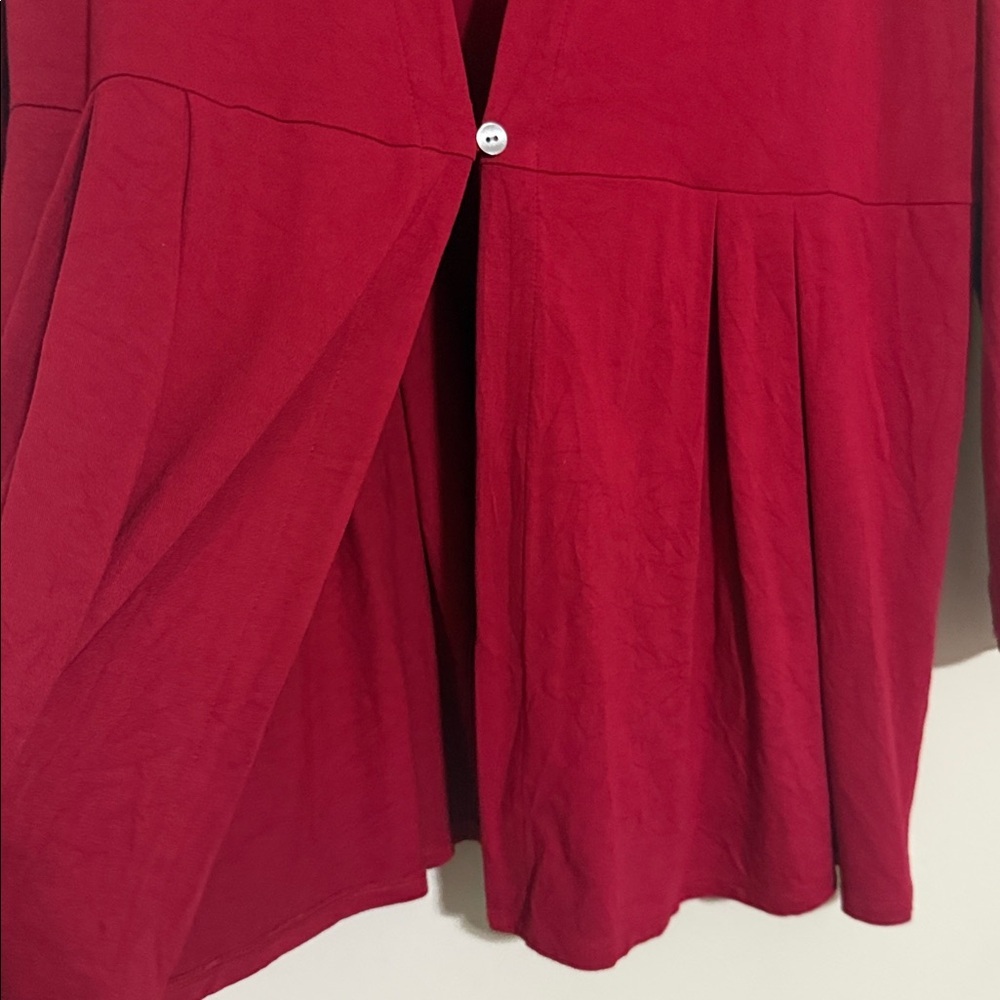 J. Jill Vibrant Red Top blouse cardigan women XL casual soft office one button - Picture 5 of 8